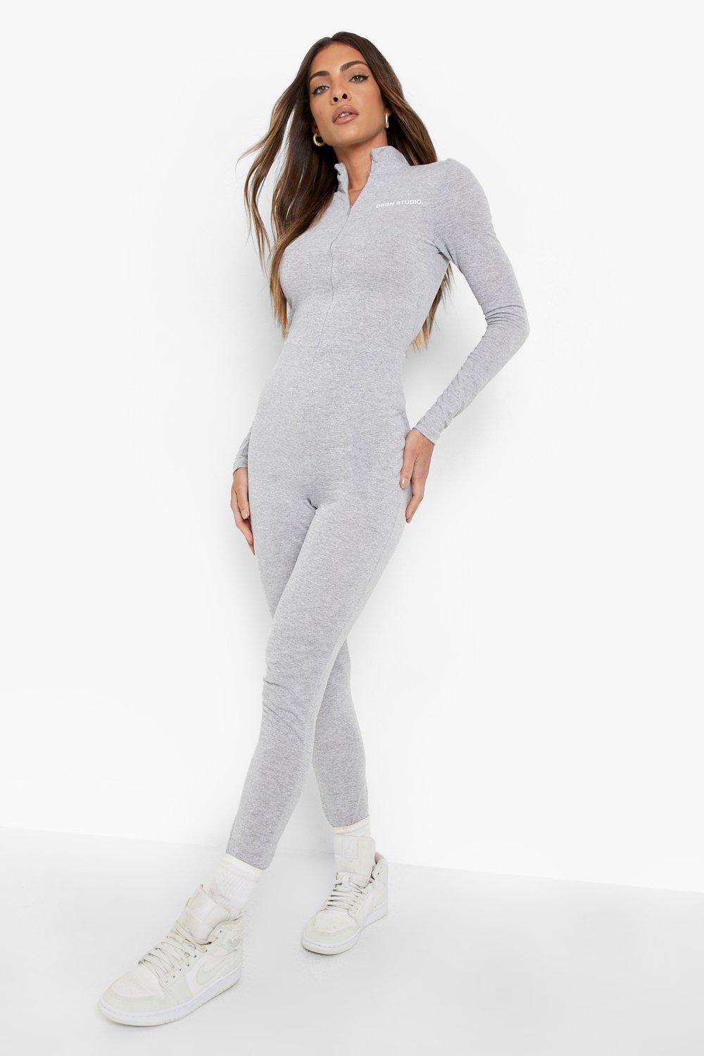 Grey zip store up jumpsuit